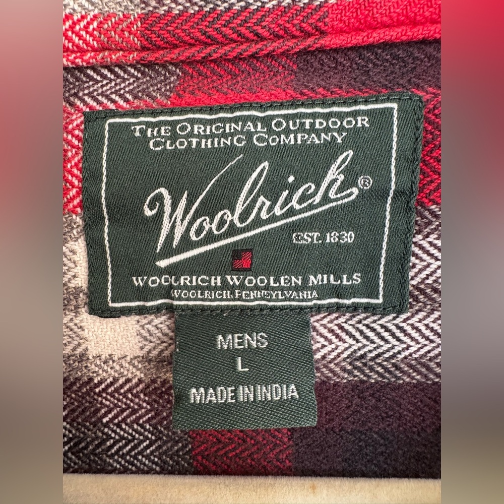 Woolrich plaid‎ 100% cotton long sleeve button up shirt men’s L - Picture 3 of 4